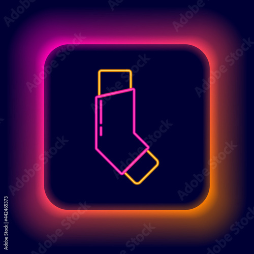 Glowing neon line Inhaler icon isolated on black background. Breather for cough relief, inhalation, allergic patient. Colorful outline concept. Vector