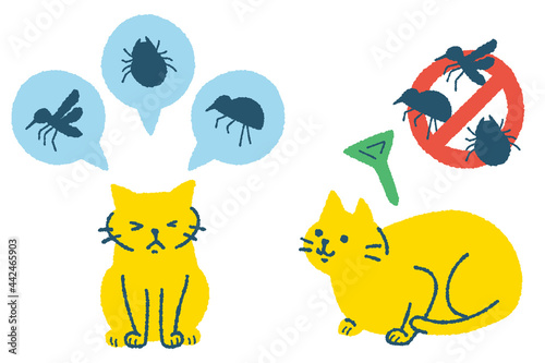 寄生虫予防する猫のイラスト photo