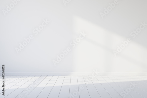 Empty white room with woode...