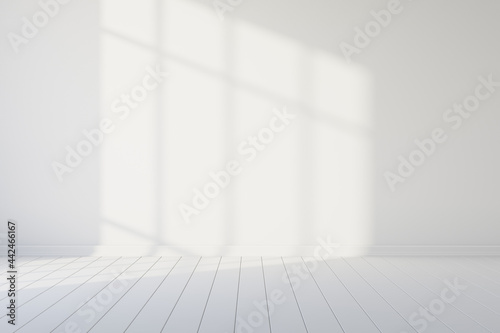 Empty white room with woode...