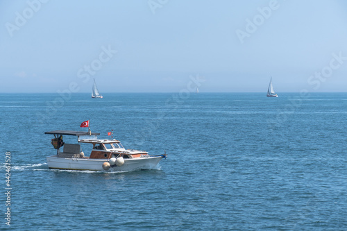 small fishing boat in the sea, yacht, sailboats,