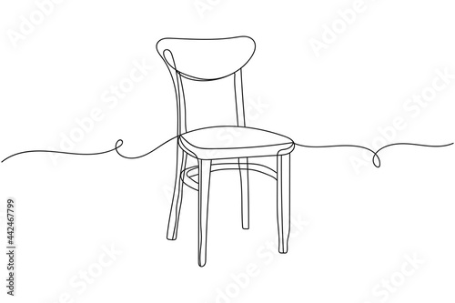 Continuous one line of classic chair in silhouette on a white background. Linear stylized.Minimalist. photo