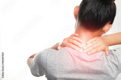 Women's neck and shoulder pain and injuries,muscle aches,health care and medical