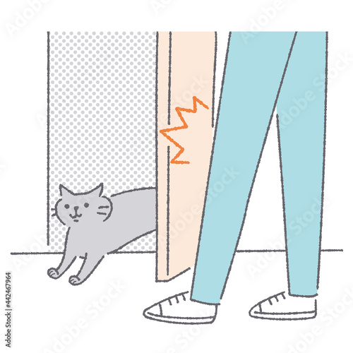 ドアから飛び出す猫のイラスト