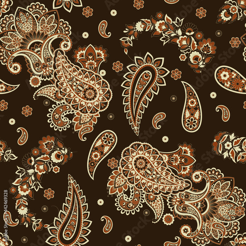 Paisley style Floral seamless pattern. Vector Ornamental Damask background