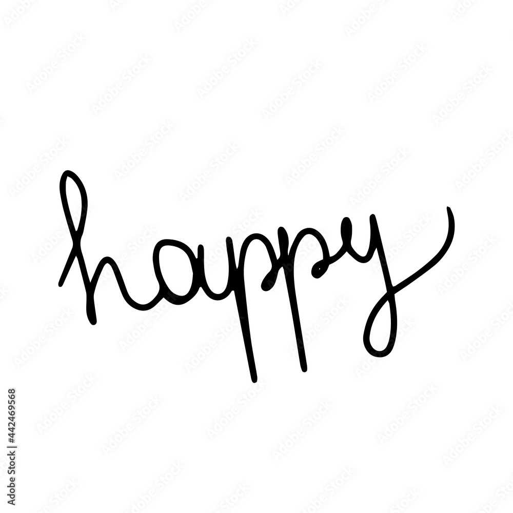 Vector image of the inscription-Happy. Font. Hand-drawn. Design of prints, textiles, fabrics, posters, postcards, tattoos. Vector image of the inscription-Happy. Font. Hand-drawn. Design of prints, textiles, fabrics, posters, postcards, tattoos.