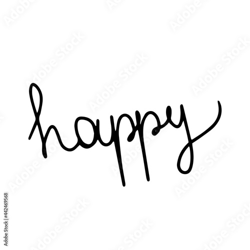Vector image of the inscription-Happy. Font. Hand-drawn. Design of prints, textiles, fabrics, posters, postcards, tattoos.