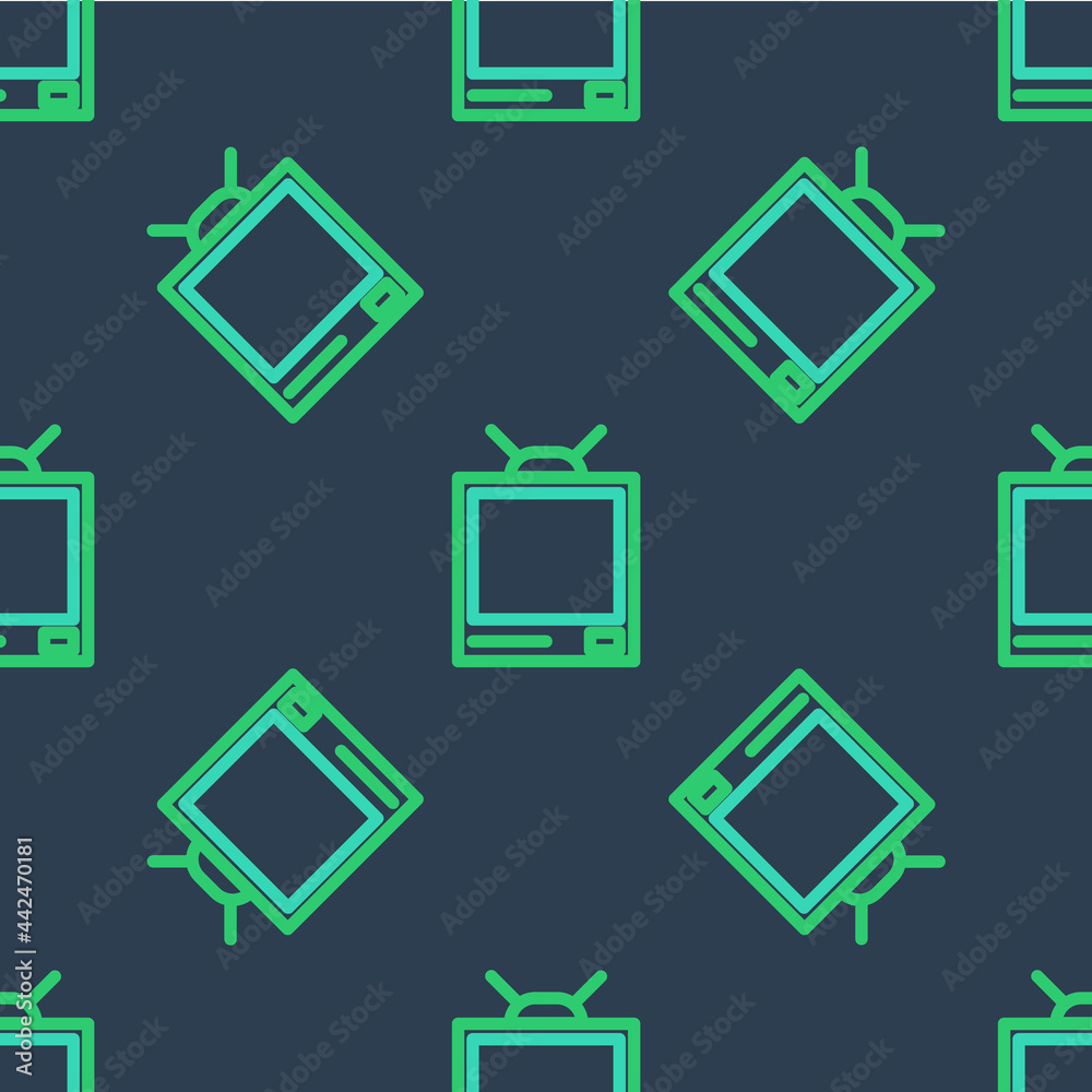 Line Retro tv icon isolated seamless pattern on blue background. Television sign. Vector Line Retro tv icon isolated seamless pattern on blue background. Television sign. Vector