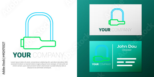 Line Bicycle lock U shaped industrial icon isolated on white background. Colorful outline concept. Vector