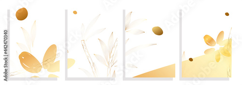 golden nature vector background set
