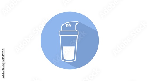 Protein Icon. Vector isolated blue rounded illustration of a protein shaker