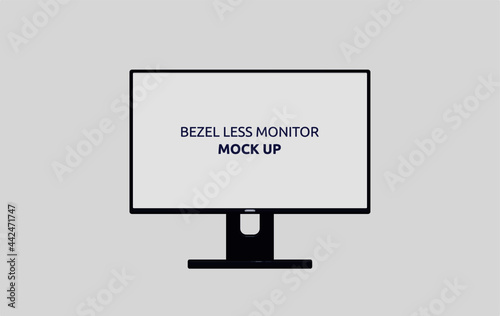 Vector illustration of bezel less monitor mock up