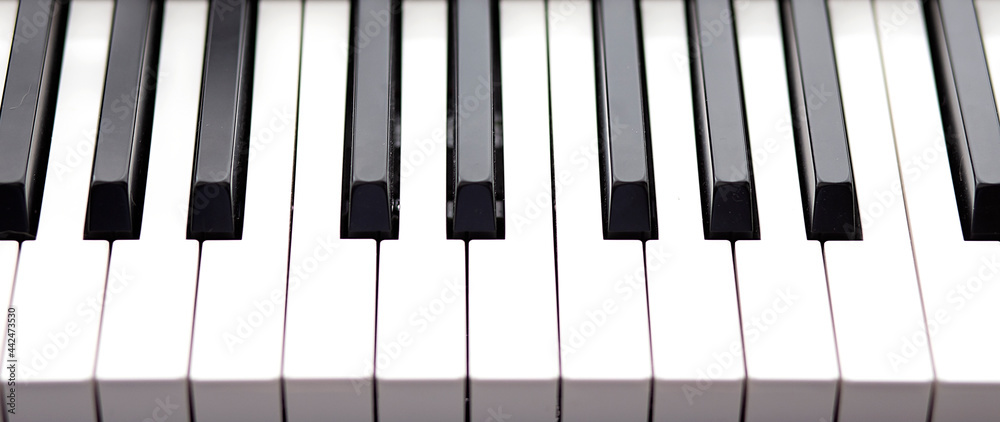 Piano keys viewed from above, black and white Piano keys viewed from above, black and white