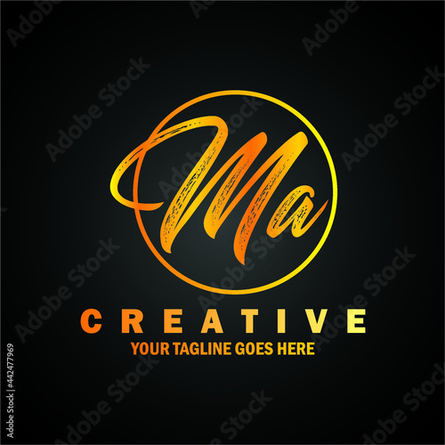 M A MA Beauty vector initial logo, handwriting logo of initial signature, wedding, fashion, jewerly, boutique, floral and botanical with creative template for any company or business