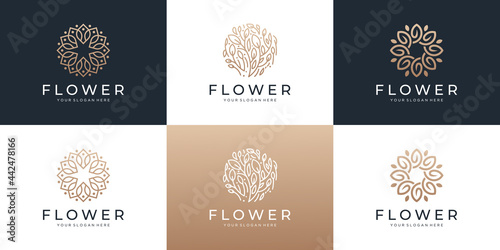 Set of abstract flower logo design