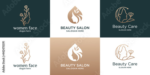 Collection of beauty feminine salon logo template
