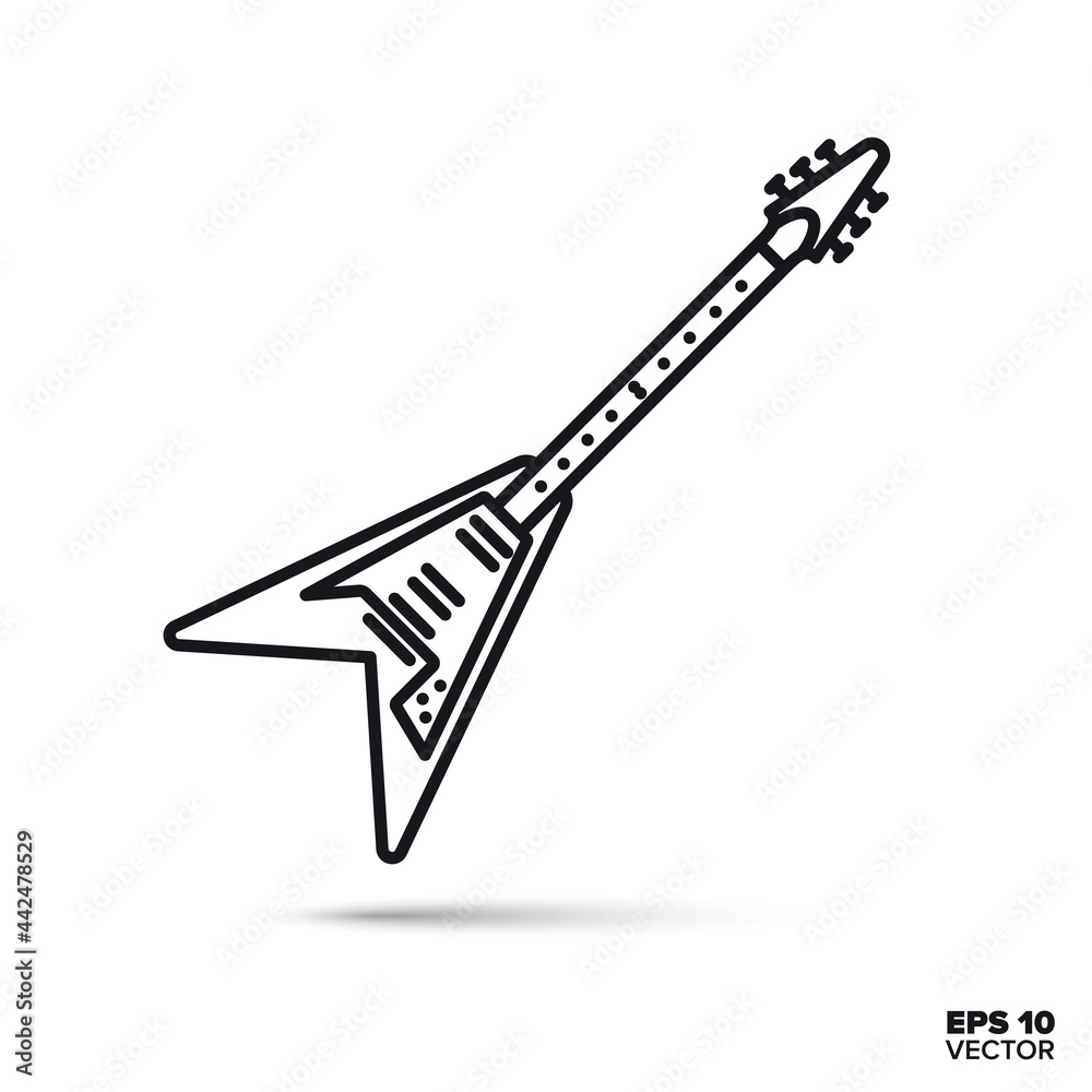 V -haped electric guitar line icon V -haped electric guitar line icon
