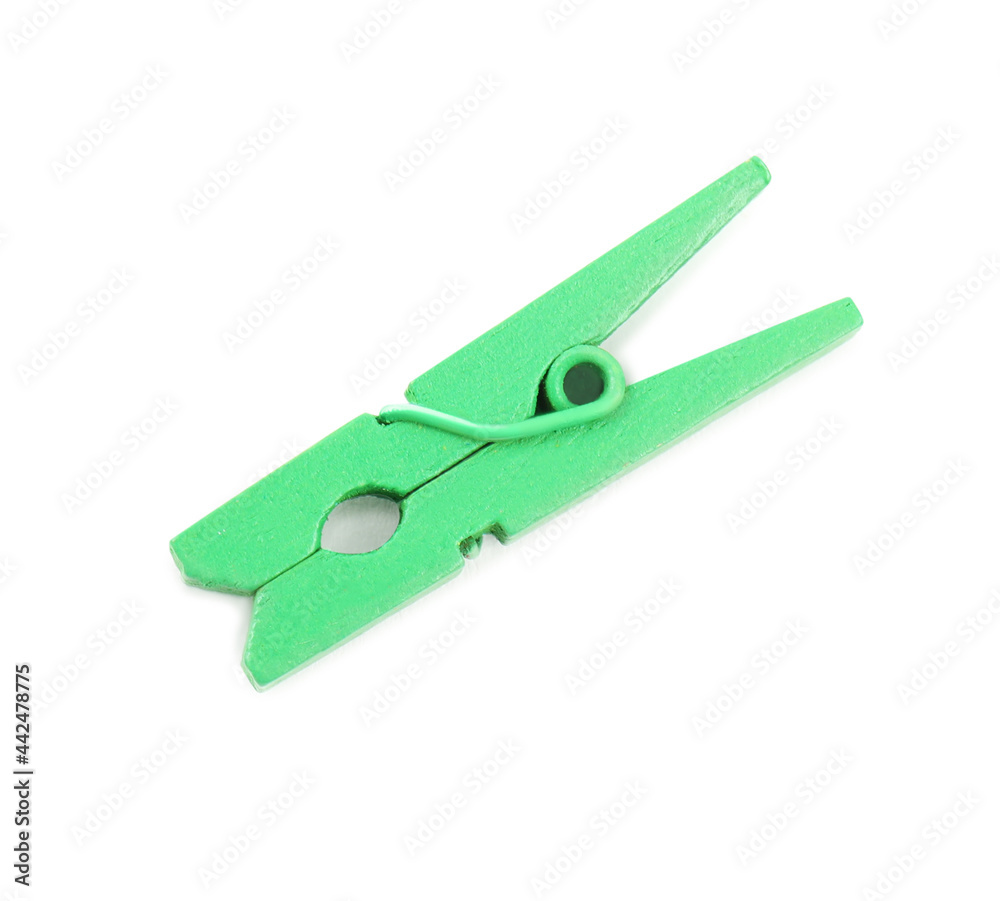 Bright green wooden clothespin isolated on white Bright green wooden clothespin isolated on white