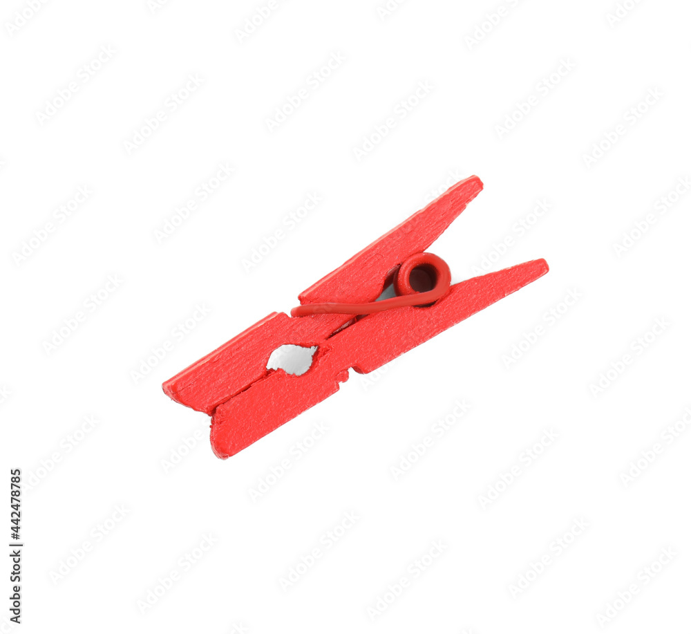 Bright red wooden clothespin isolated on white Bright red wooden clothespin isolated on white