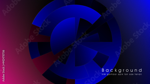 Abstract creative background with disc circle on blue background looks futuristic
