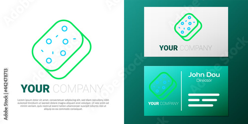 Line Sponge with bubbles icon isolated on white background. Wisp of bast for washing dishes. Cleaning service logo. Colorful outline concept. Vector