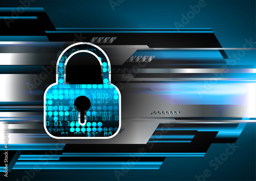 Closed Padlock on digital background, cyber security