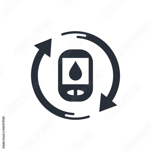 Blood sugar control. Diabetes. Vector icon isolated on white background.