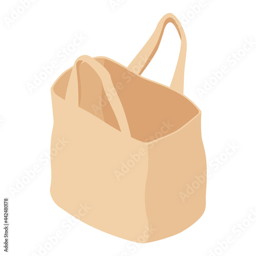 Eco friendly beige colour fashion canvas bag isolated on white background