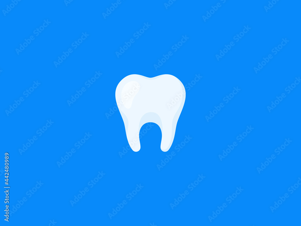 Tooth icon on blue background. Dental, medicine and health. Teeth protection. Vector illustration Tooth icon on blue background. Dental, medicine and health. Teeth protection. Vector illustration
