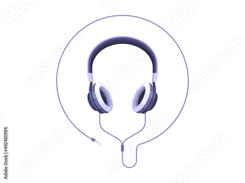 Flat headphones icon. Headphones for listening to music isolated on white background. Vector illustration	