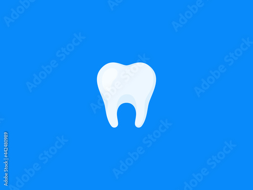 Tooth icon on blue background. Dental, medicine and health. Teeth protection. Vector illustration
