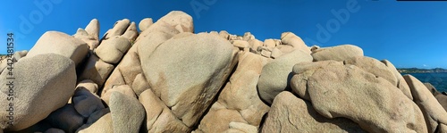 granite rocks shaped by wind and water on the north coast of sardinia