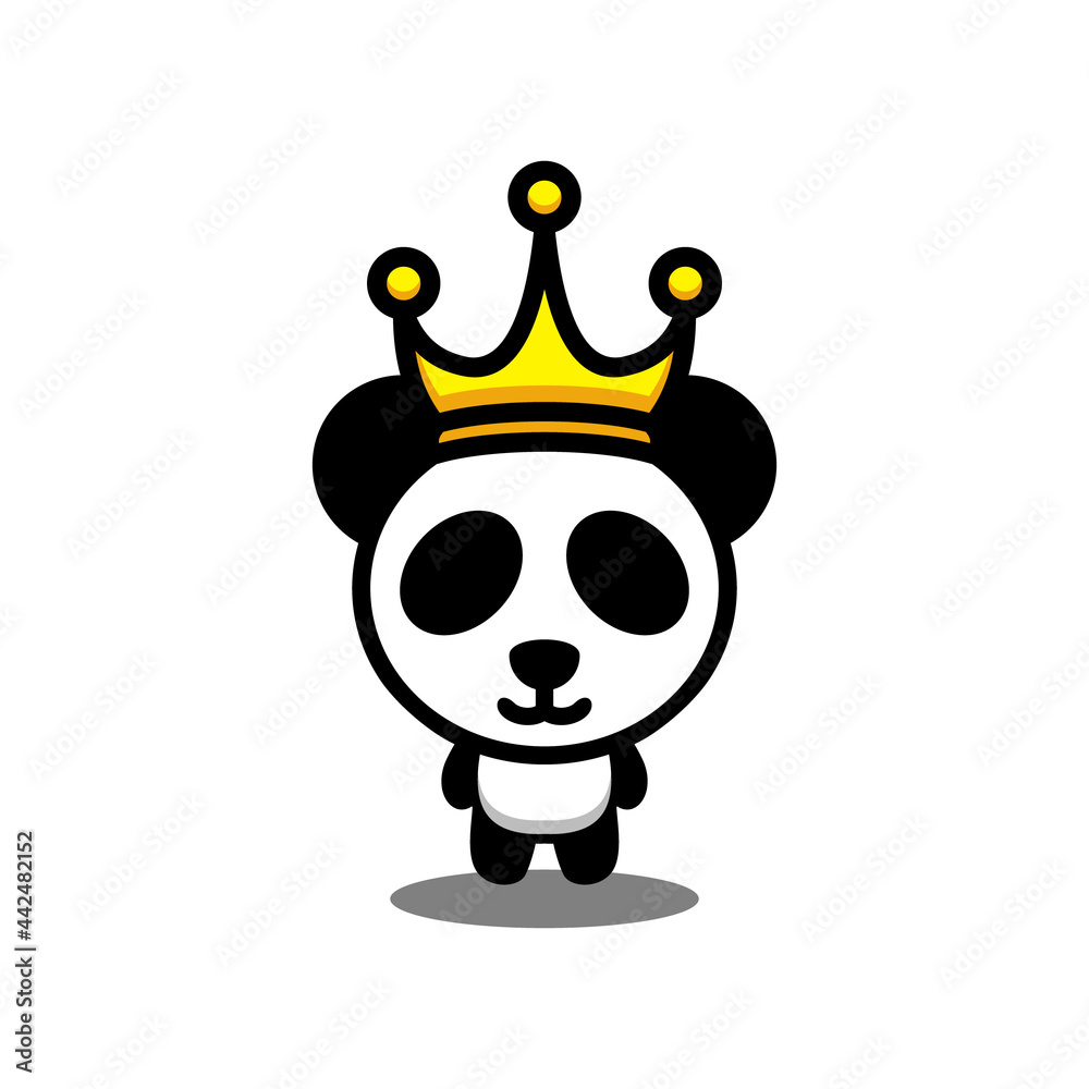 Simple Mascot Vector Logo Design of Panda wearing a crown Simple Mascot Vector Logo Design of Panda wearing a crown