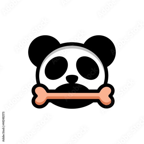Simple Mascot Vector Logo Design of Panda eating bone