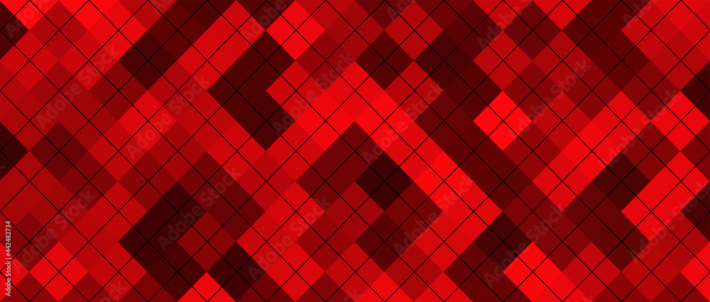 Red squares geometric background - obrazy, fototapety, plakaty 