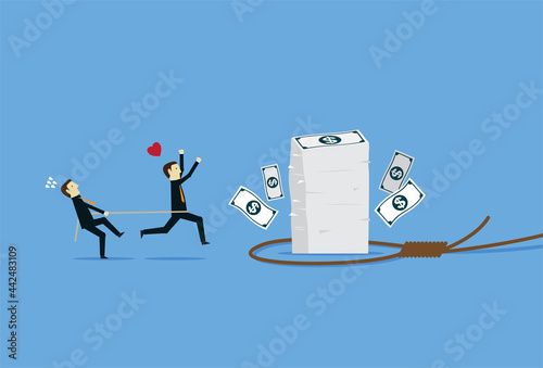 Businessman with a financial trap that comes to tempt