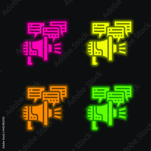 Advertisement four color glowing neon vector icon