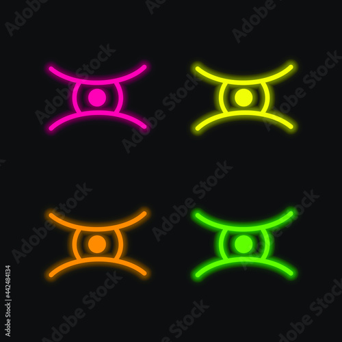 Animal Eye Shape four color glowing neon vector icon