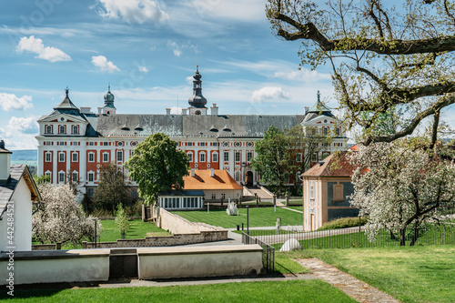 Broumov Benedictine Monastery with the Church of St. Vojtech,St. Adalbert, built in Gothic style,Czech Republic.It has unique monastic library and copy of the Turin Shroud.National cultural heritage.