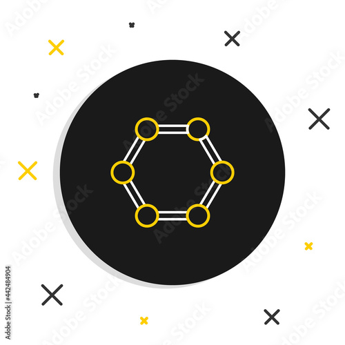 Line Molecule icon isolated on white background. Structure of molecules in chemistry, science teachers innovative educational poster. Colorful outline concept. Vector