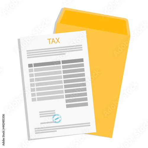 Tax payment concept. Income tax form, document and file folder icon