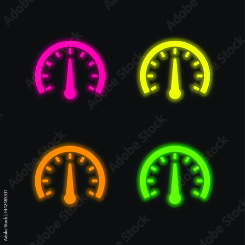 Barometer four color glowing neon vector icon