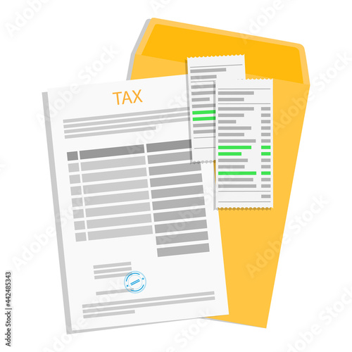 Tax payment concept. Income tax form, document and file folder icon