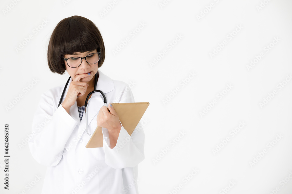 Doctor with stethoscope using tablet Doctor with stethoscope using tablet