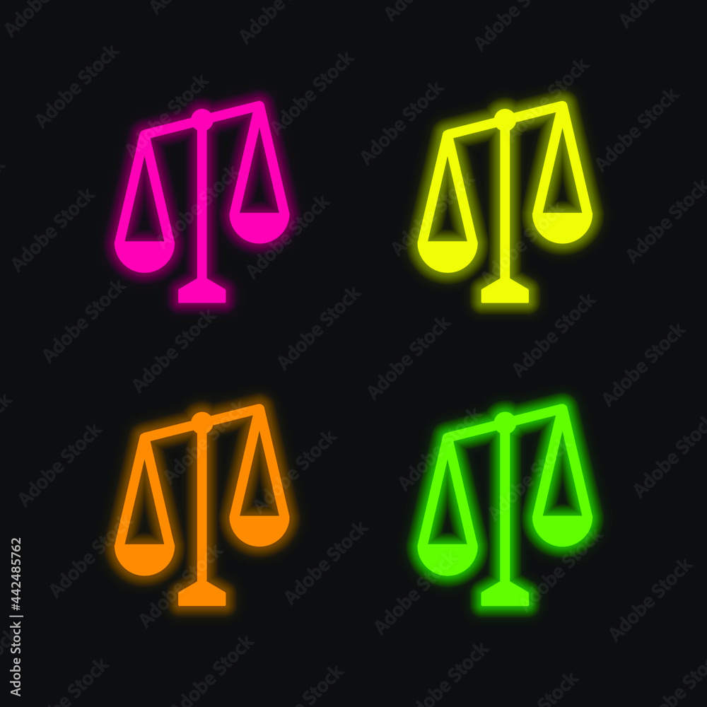 Balance four color glowing neon vector icon