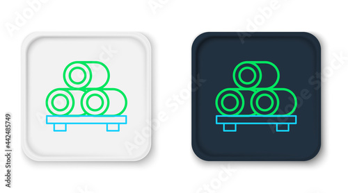 Line Sushi on cutting board icon isolated on white background. Asian food sushi on wooden board. Colorful outline concept. Vector