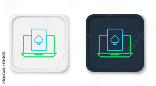 Line Online poker table game icon isolated on white background. Online casino. Colorful outline concept. Vector