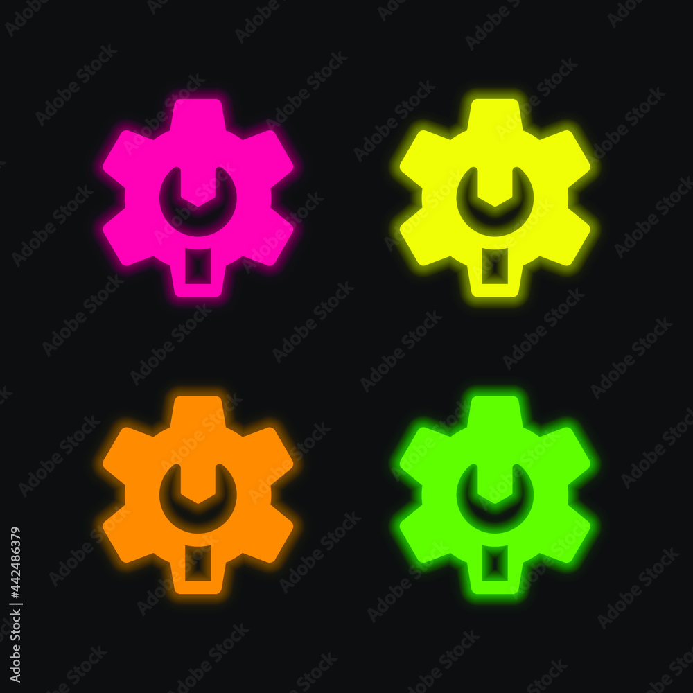 Obraz premium Admin four color glowing neon vector icon