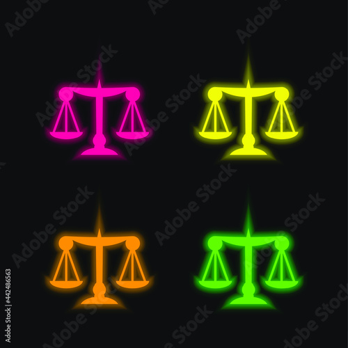 Balance four color glowing neon vector icon
