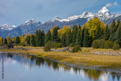Peaceful and tranquil Snake River winding its way through Wyoming © philipbird123